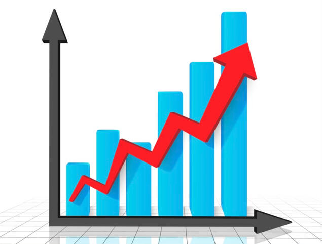 Graph showing business growth through having a strong online presence Graph illustrating business growth through a stronger online presence.